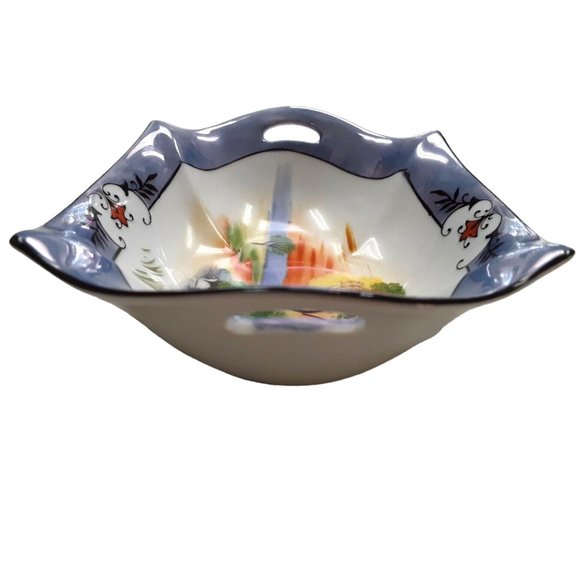 Vtg 1920s NORITAKE Lusterware Porcelain Handpainted Art Double Handle Swan Japan - Picture 8 of 10